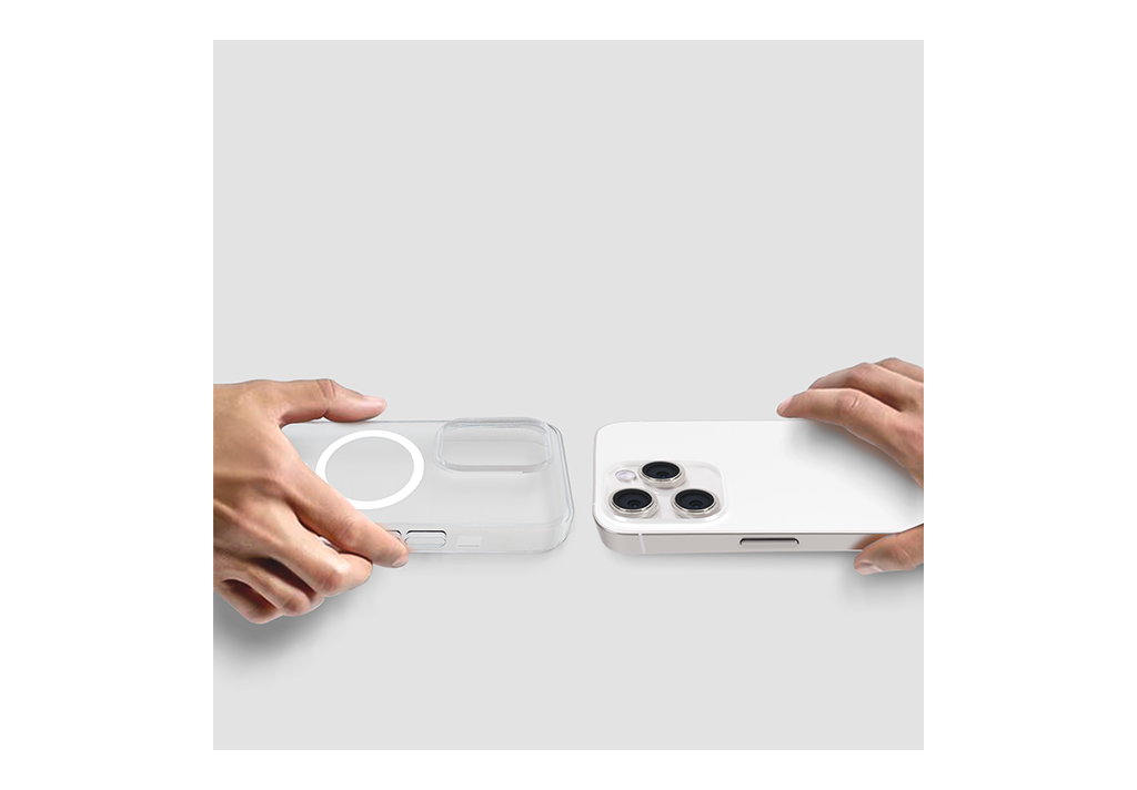 Gripp Clear MagSafe Case for Apple iPhone 15 Pro Max (6.7'') with White Ring- Clear