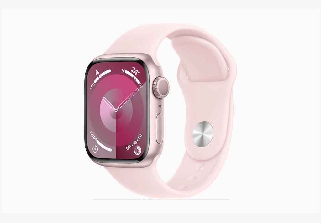 Apple Watch Series 9 GPS 41mm Pink Aluminium Case with Light Pink Sport Band - S/M