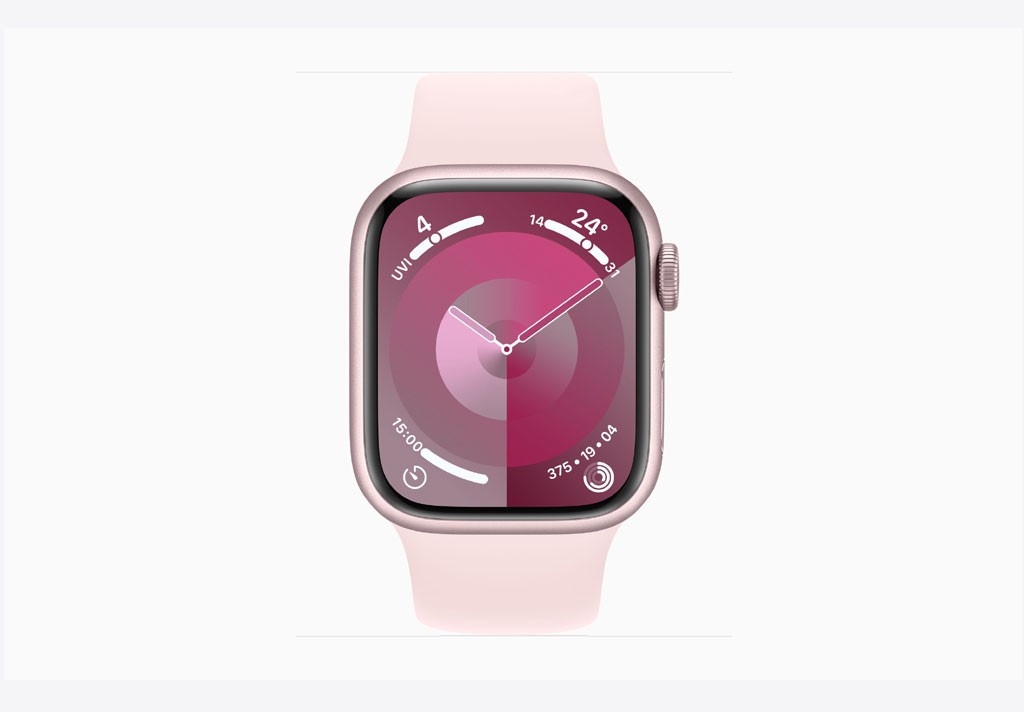 Apple Watch Series 9 GPS 41mm Pink Aluminium Case with Light Pink Sport Band - S/M