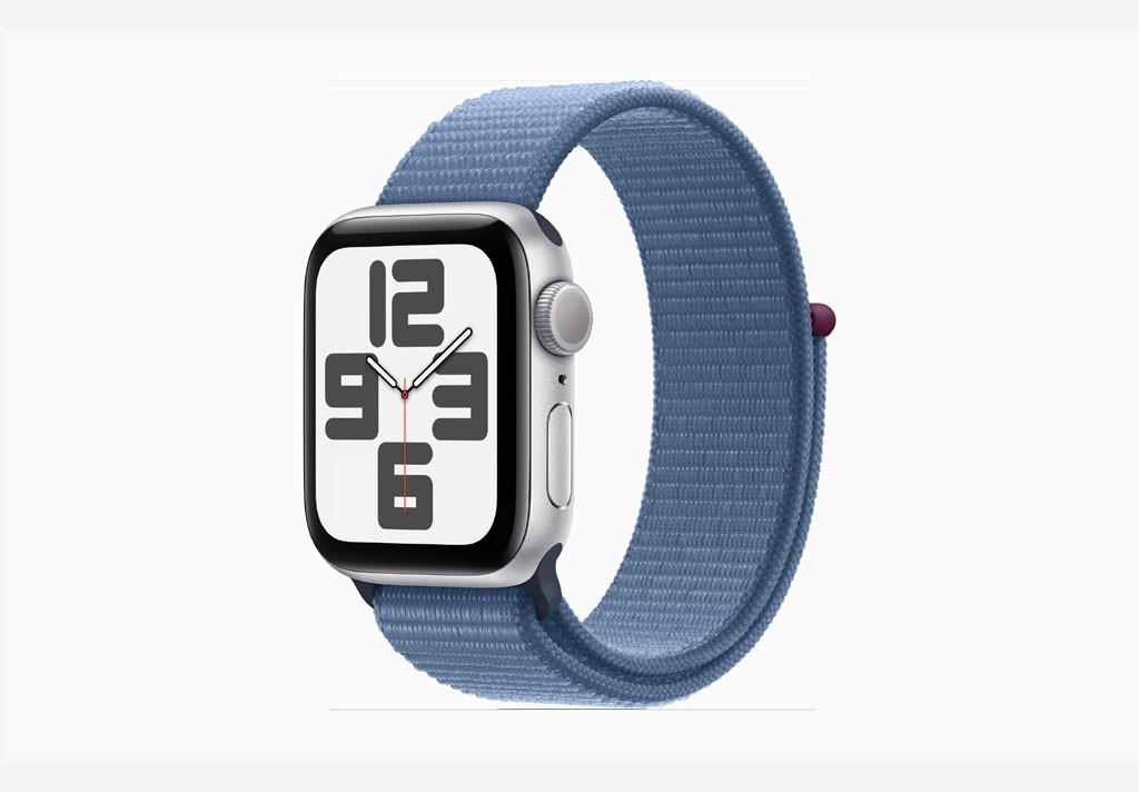 Apple Watch SE GPS 44mm Silver Aluminium Case with Winter Blue Sport Loop