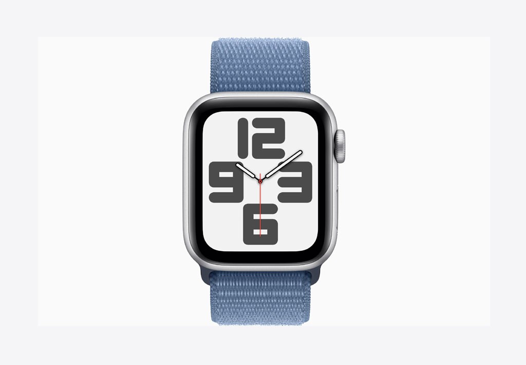 Apple Watch SE GPS 44mm Silver Aluminium Case with Winter Blue Sport Loop