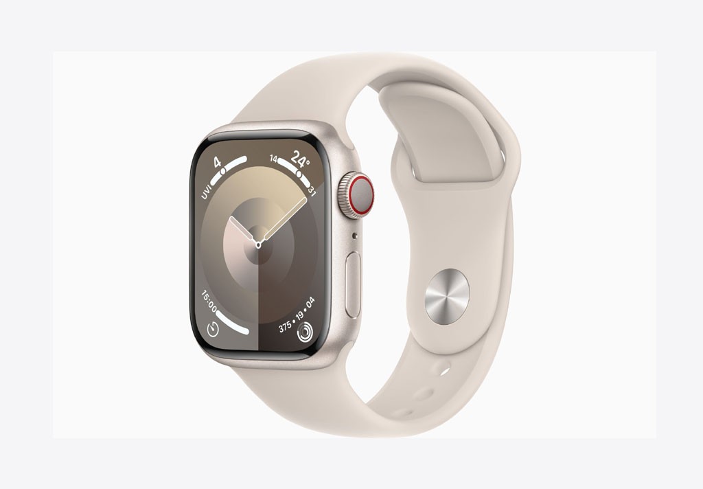 Apple Watch Series 9 GPS + Cellular 41mm Starlight Aluminium Case with Starlight Sport Band - M/L
