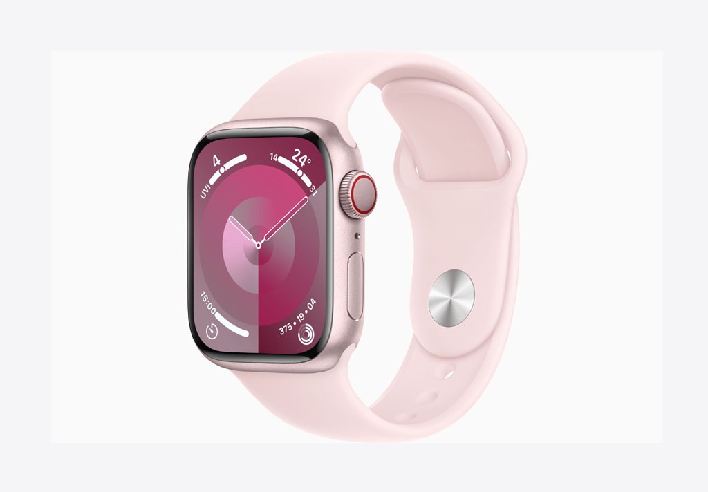 Apple Watch Series 9 GPS + Cellular 45mm Pink Aluminium Case with Light Pink Sport Band - S/M