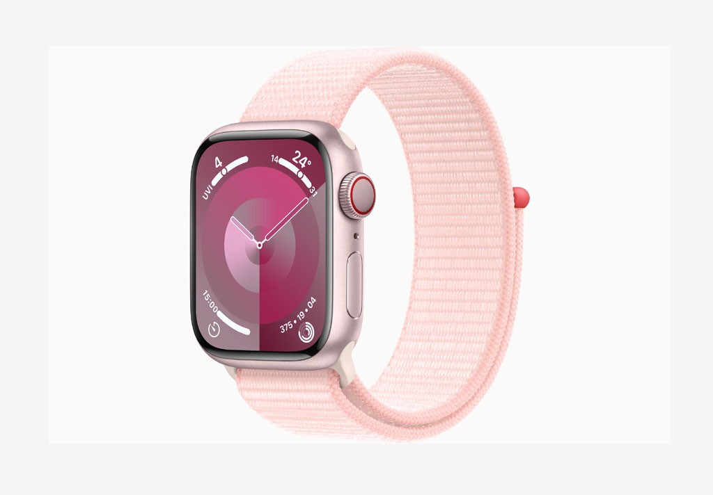 Apple Watch Series 9 GPS + Cellular 45mm Pink Aluminium Case with Light Pink Sport Loop