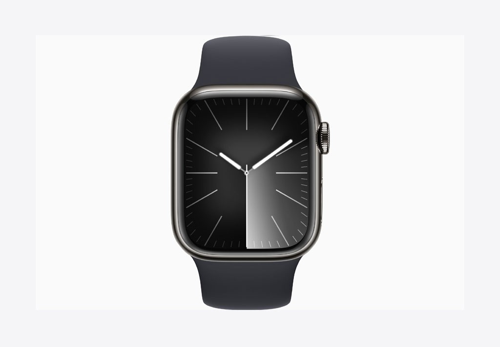 Apple Watch Series 9 GPS + Cellular 45mm Graphite Stainless Steel Case with Midnight Sport Band - S/M