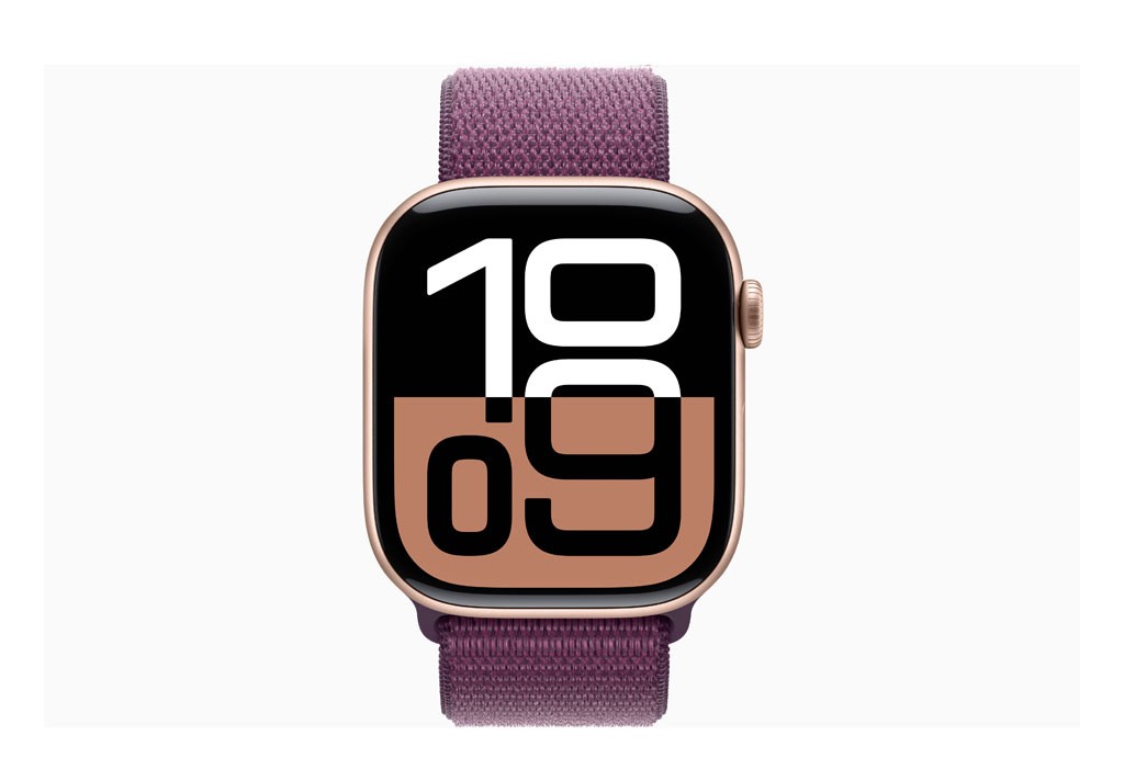 Apple Watch Series 10 GPS 46mm Rose Gold Aluminium Case with Plum Sport Loop