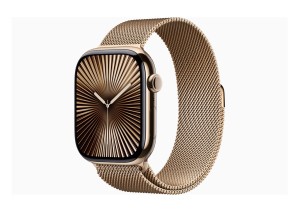 Apple Watch Series 10 GPS + Cellular 46mm Gold Titanium Case with Gold Milanese Loop - S/M