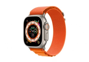 Apple Watch Ultra GPS + Cellular, 49mm Titanium Case with Orange Alpine Loop - Large