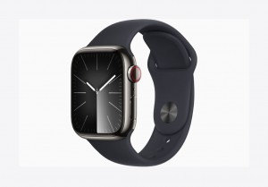 Apple Watch Series 9 GPS + Cellular 45mm Graphite Stainless Steel Case with Midnight Sport Band - M/L