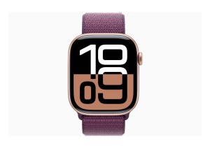 Apple Watch Series 10 GPS 46mm Rose Gold Aluminium Case with Plum Sport Loop